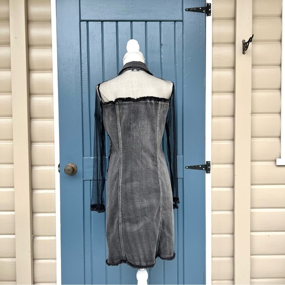 Adore Denim Floral Patchwork Sheer Duster Women Size Small - Picture 5 of 10